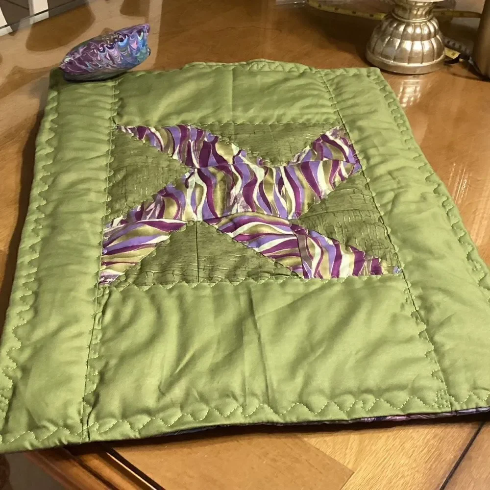 NWOT. Hand Crafted Reversible Stuffed Animal/Doll Quilt with Pillow Set